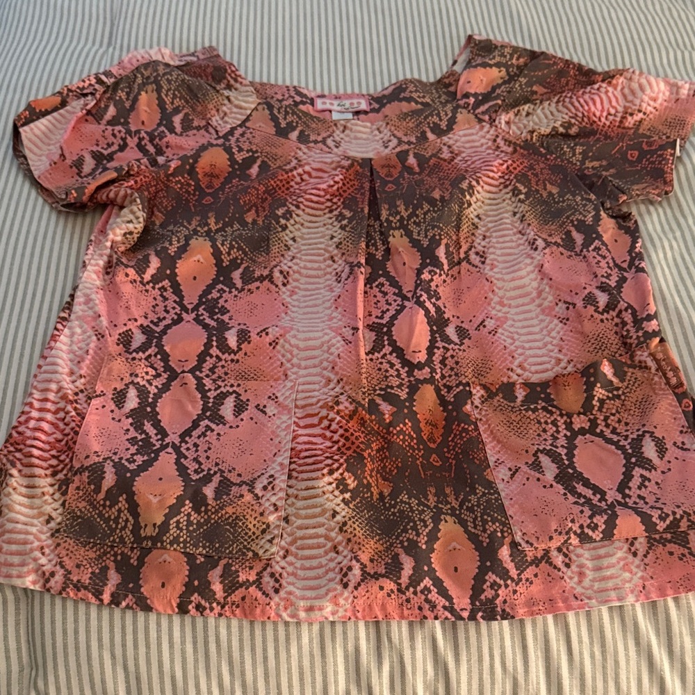 Pink and Brown Snake Print Blouse
